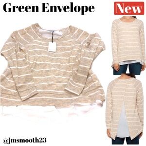 🛑CLEARANCE‼️ 🆕 Green Envelope Striped layered striped Shirt Cream & white